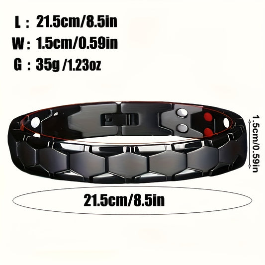 Men's Titanium Alloy Hexagonal Wide Bracelet – Allergen-Free Water-Resistant Snap Cuff Wristband in Black Silver Gold Fashion Jewelry Gift