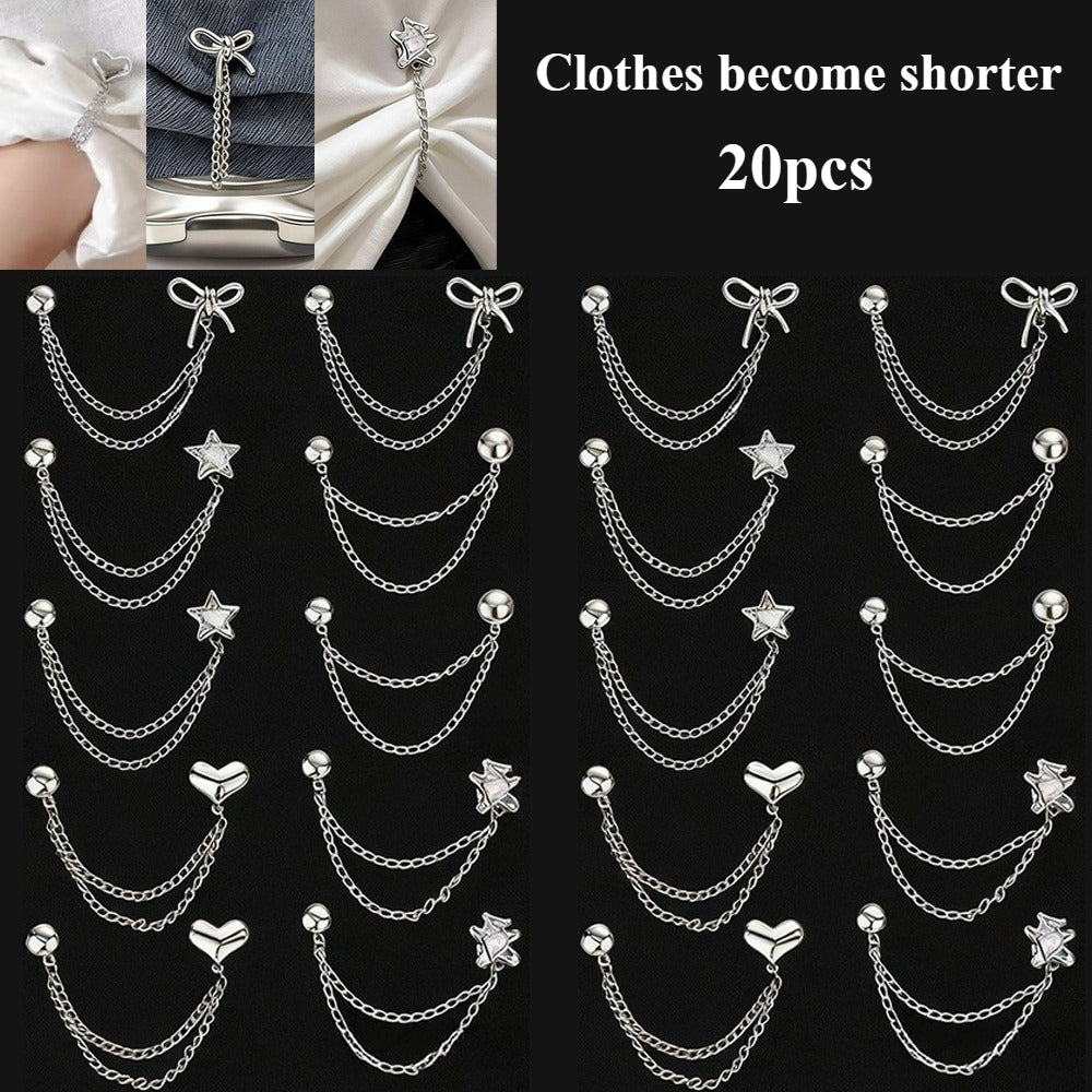 20pcs Clothing Shortening Tool, Decorative Buckle Chain at the Hem of Clothes and Pants, Firmly Fixed, Durable Metal Invisible Pin, Fashion Chain for Clothing Accessories, Suitable for Daily Wear and Clothing Matching