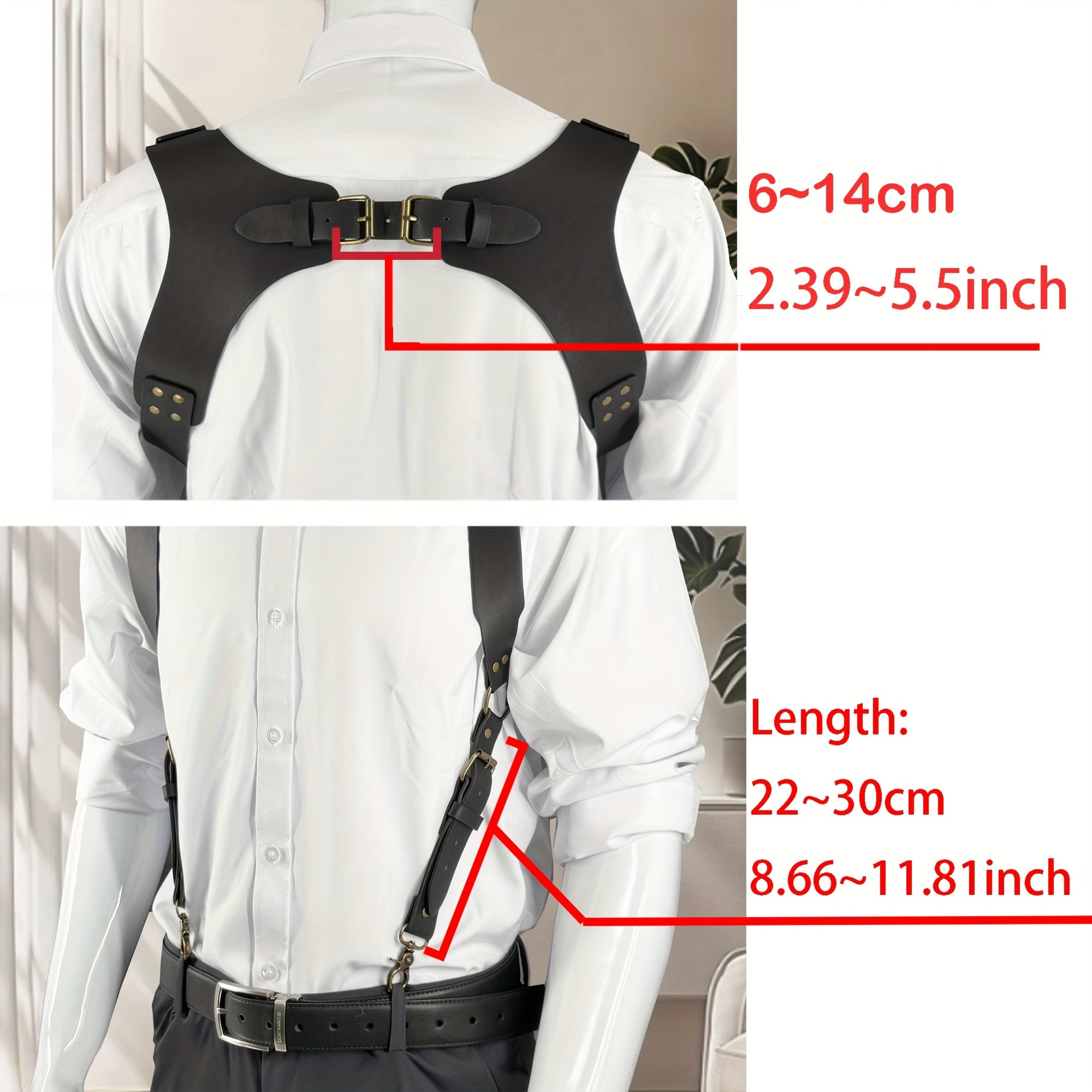 Men'S Vintage British Style Faux Leather Suspenders with Adjustable Straps & Side Hook - Stylish Overcoat Hanger for Casual Or Formal Wear, Faux Leather Hanger, Formal Attire, Retro Fashion, Durable Construction, Highquality Craftsmanship