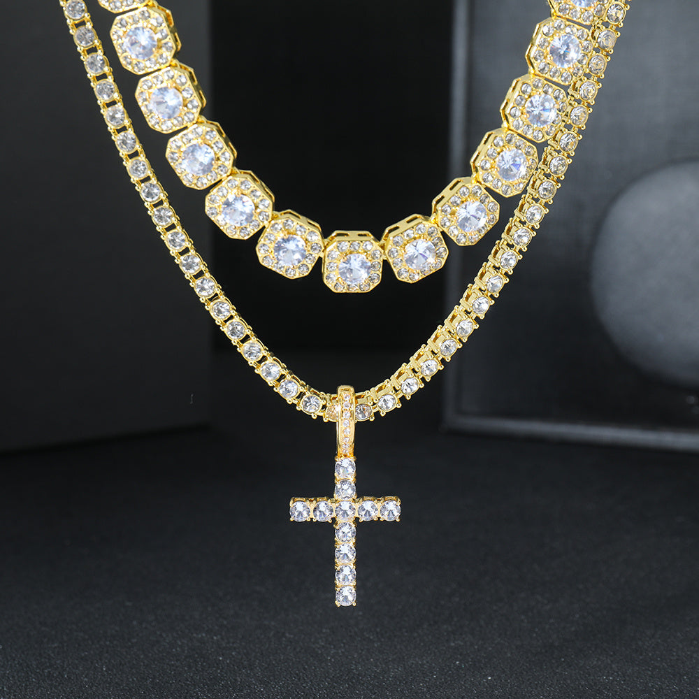 Stunning Hip Hop Cuban Chain Cross Design Pendant Necklace - Fashion Pendants for Women and Men with Jewelry Gift Idea