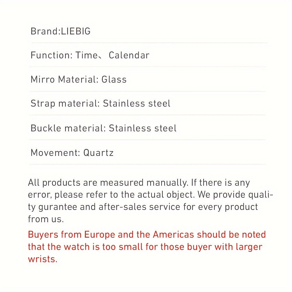 LIEBIG Luxury Fashion Women's Watch, Japan Original Movement Women's Casual Watch for Party Dating Holiday, Women's Elegant Watch for Women's Perfect Christmas Gift