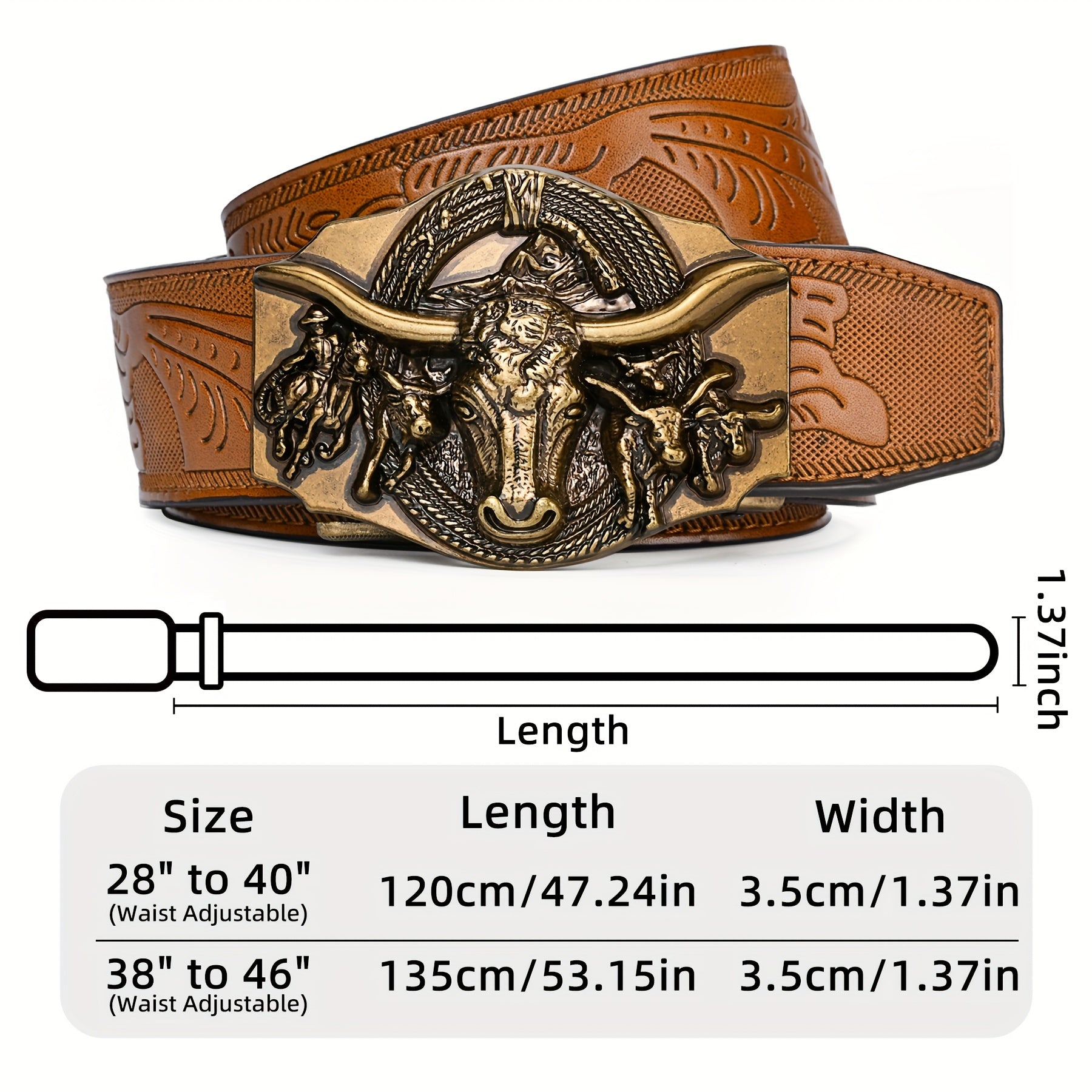 LCG LUCHENGYI Men'S Belt, Adjustable Ratchet Belt Made of Faux Leather, Automatic Click Buckle Western Cowboy Style, Perfect Gift for Father'S Day