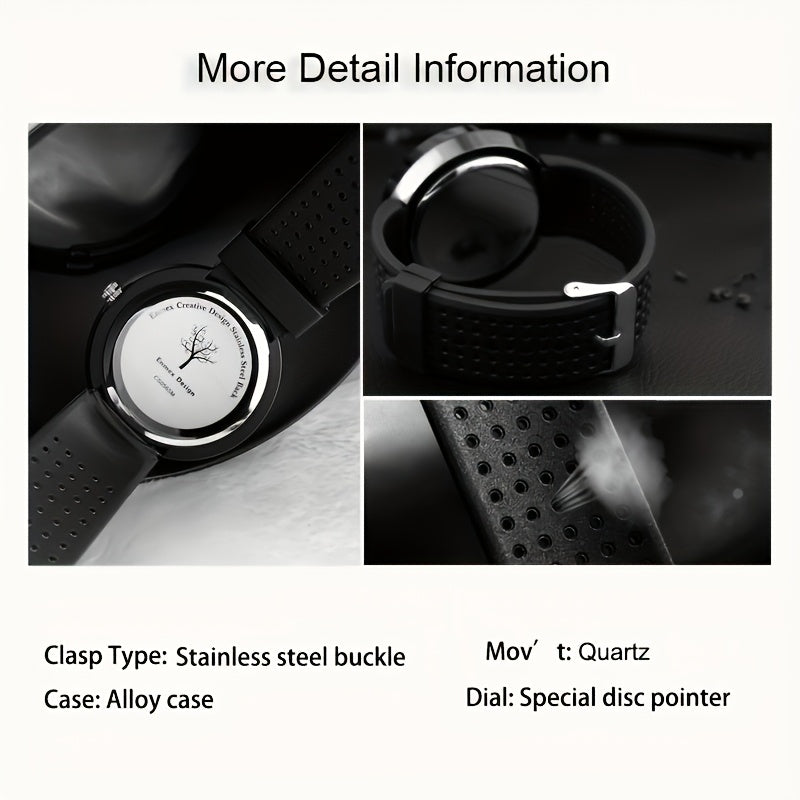 Concept Password Dial Quartz Watch for Men – Unique Fashion Wristwatch with Extra Strap & Tools, Novel Sport Design, Cool Gift Idea