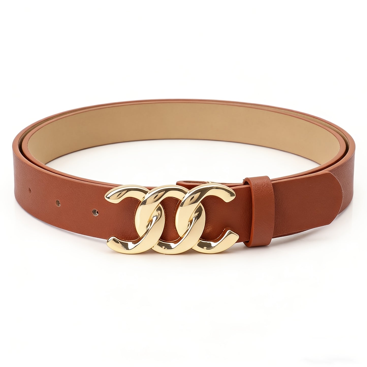 Women's Belt Set 4Pcs - Retro Gold Metal Buckle Adjustable Fashion Waist Belts for Jeans Dresses & Skirts, Elegant Vintage Style Daily Casual Outfit Accessories, One Size