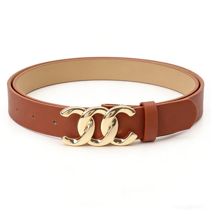 Women's Belt Set 4Pcs - Retro Gold Metal Buckle Adjustable Fashion Waist Belts for Jeans Dresses & Skirts, Elegant Vintage Style Daily Casual Outfit Accessories, One Size