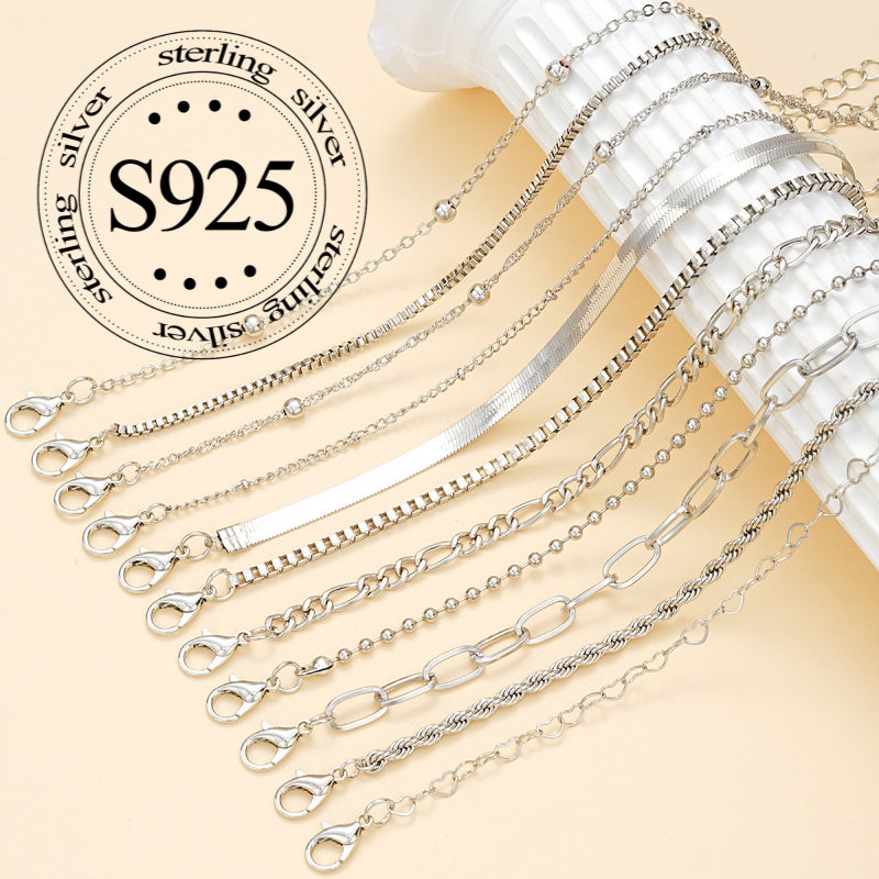 [Holiday Accessories Gift Set] 925 Sterling Silvery Bracelet Set - 11 Simple Twisted Snake Chain Bangle for Women, Perfect for Holidays and Casual Attire, Holiday Accessories, Gift Set, Bohemian Style, Vintage Jewelry, Fine Craftsmanship, Durable Bangle,