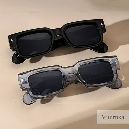 Chunky Square Glasses 2 Pack - Retro Bold Frame Fashion Eyewear for Men Women, Thick Frame Statement Glasses for Nightlife Parties Events, Trendy Aesthetic Y2K Streetwear Sunglasses