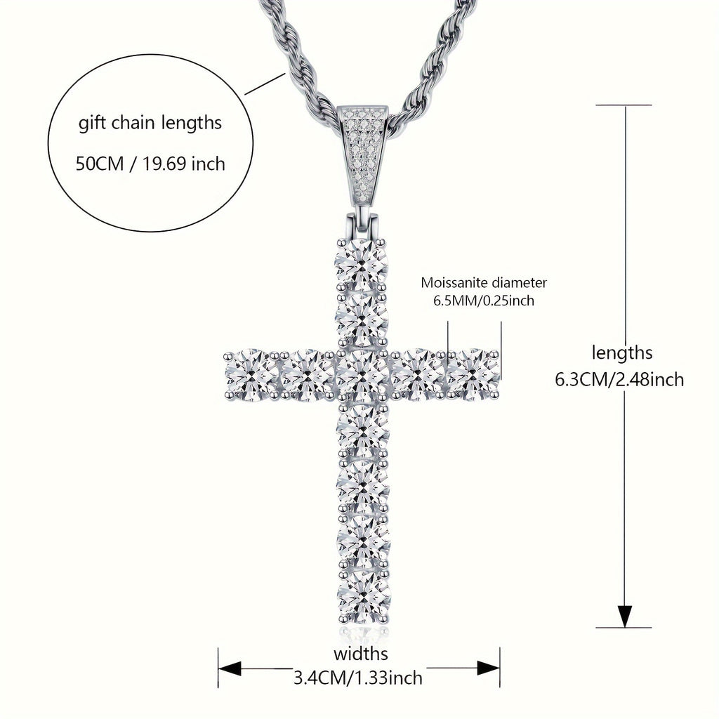 925 Silver Cross Pendant Necklace - Hypoallergenic, Luxurious, And Durable Men'S Jewelry - The Perfect Gift for Lovers, Friends, And Rappers, Suitable for Banquets, Parties, And Special Occasions