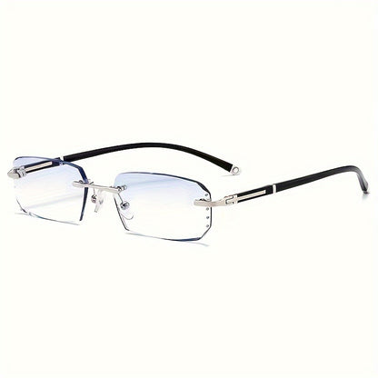 Blue Light Blocking Glasses for Men – Rimless TR90 Frame Retro Rhinestone Anti Blue Light Eyewear, Elegant Business & Daily Use Computer Glasses | Perfect Gift for Valentine's Day, Graduation & More | 2 Styles