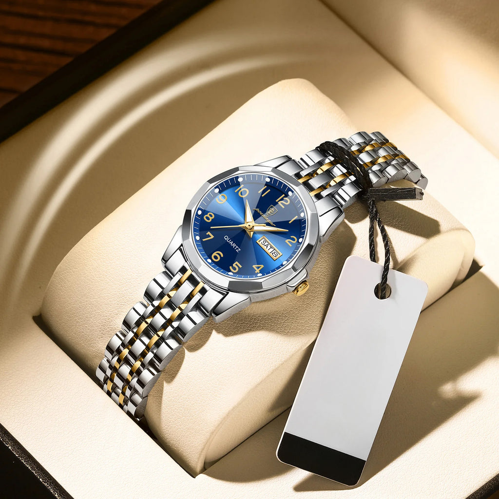 POEDAGAR 3078 Ladies' Fashion Watch, 3ATM, Casual Style, Stainless Steel Band