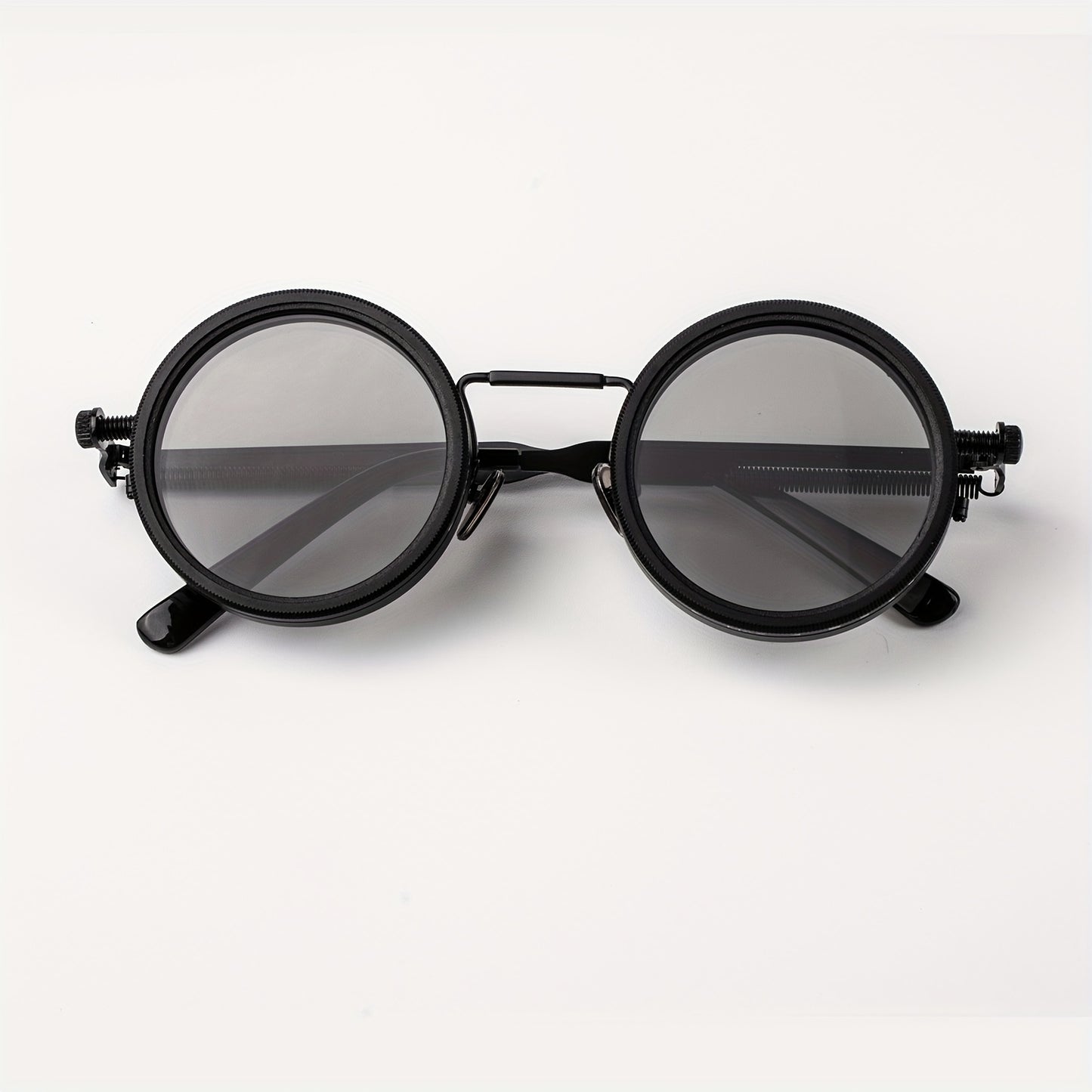 Industrial Punk Rotating Dimming Fashion Glasses – Spring Temple Flip-Up Adjustable Tint Eyewear, Steampunk Street Style Shades for Men & Women, Versatile High-Fashion Statement Piece