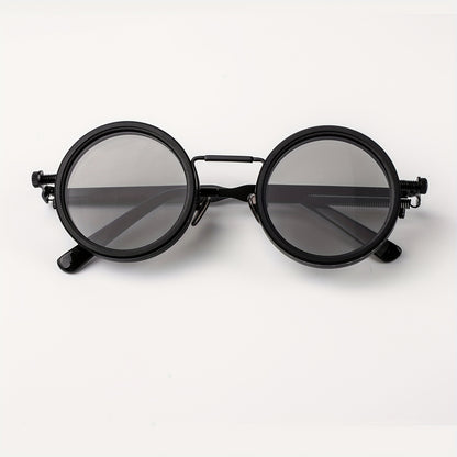 Industrial Punk Rotating Dimming Fashion Glasses – Spring Temple Flip-Up Adjustable Tint Eyewear, Steampunk Street Style Shades for Men & Women, Versatile High-Fashion Statement Piece