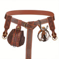 5pcs Vintage Renaissance Belt Set with Faux Leather Pouches, Embossed Medieval Viking Belt with Faux Leather Potion Bottles, Rivet Detail, Skirt Hike Mug Holder for Party, Halloween Costume - Non-Washable