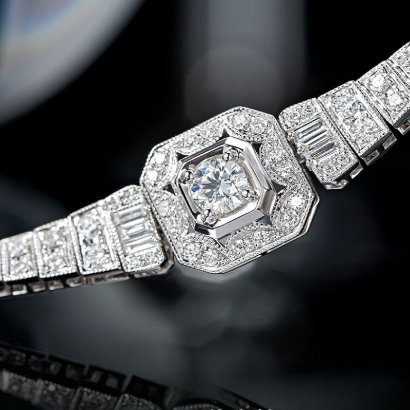 Luxury Moissanite Bracelet for Women Men, 925 Sterling Silver, Gorgeous Jewelry, Engagement Wedding Gifts for Women, Suitable for Daily Wear, Friend Couple Holiday Mother'S Day Gifts, Gift for Mom Mother Wife, Total Weight of The Product (19.55G)