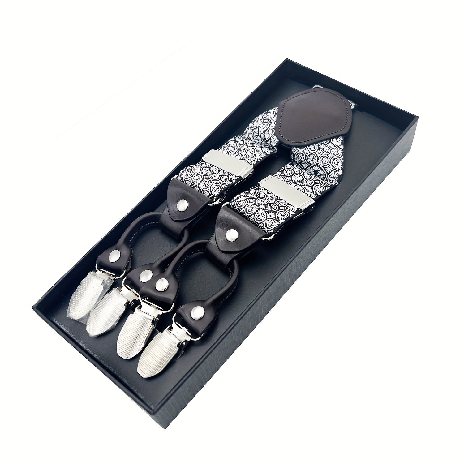 Men'S Y-Back Suspenders Featuring 6 Metal Clips for Added Security, Adjustable Elastic Design, Perfect for Trousers, And an Excellent Gift Option
