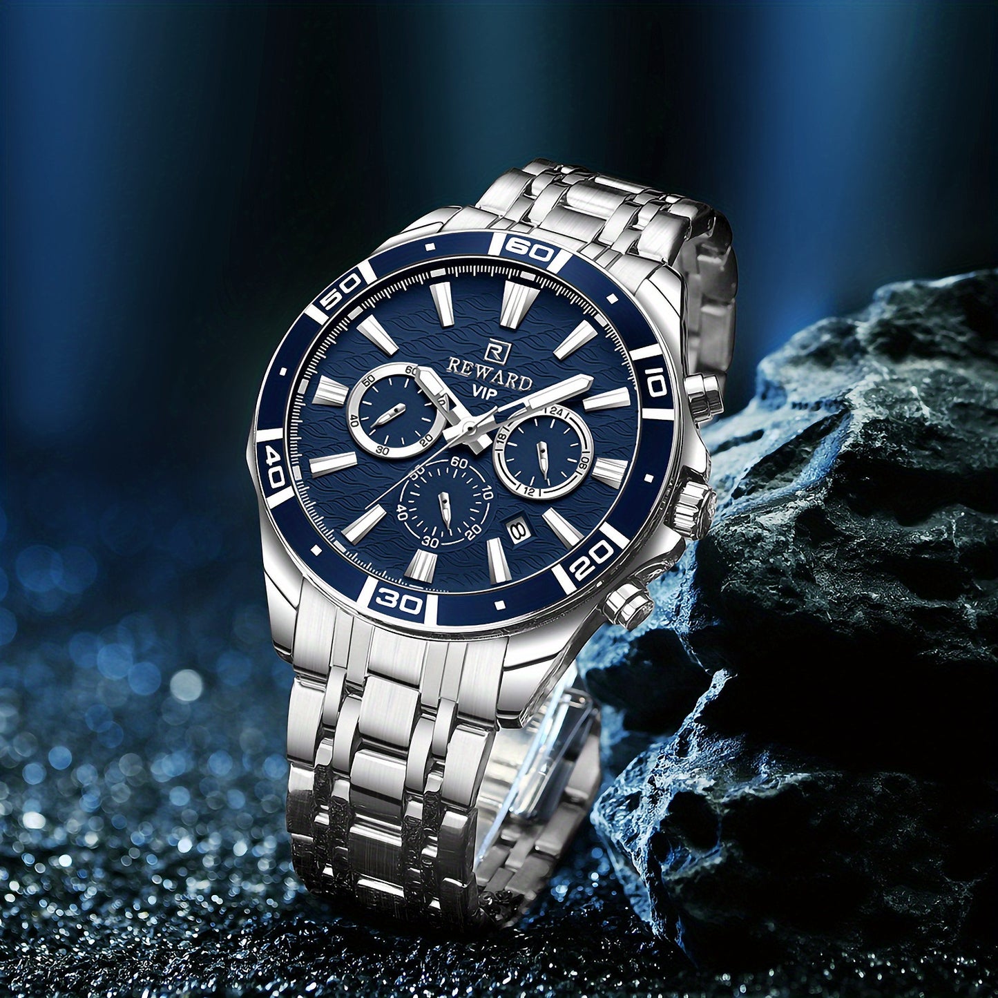 Men's Chronograph Sport Watch | Stainless Steel Quartz Wristwatch with Luminous Display, Premium Business Dress Watch for Men in Silver, Blue, Rose Gold & Black