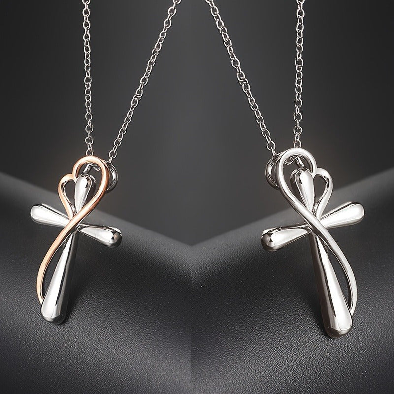 925 Sterling Silver Love Cross Women's Pendant Necklace Jewelry Gift for Mother, Soulmate, Girlfriend