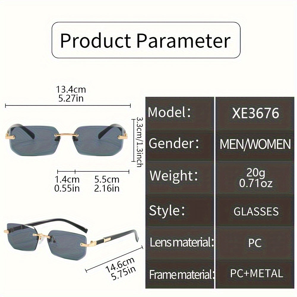 5pcs Pack (5pcs) Men's & Women's Frameless Metal Glasses - Retro Classic Slim Eyewear Suitable for Summer Parties, Casual Outfits, Photo Shoots - Trendy Frameless Specs
