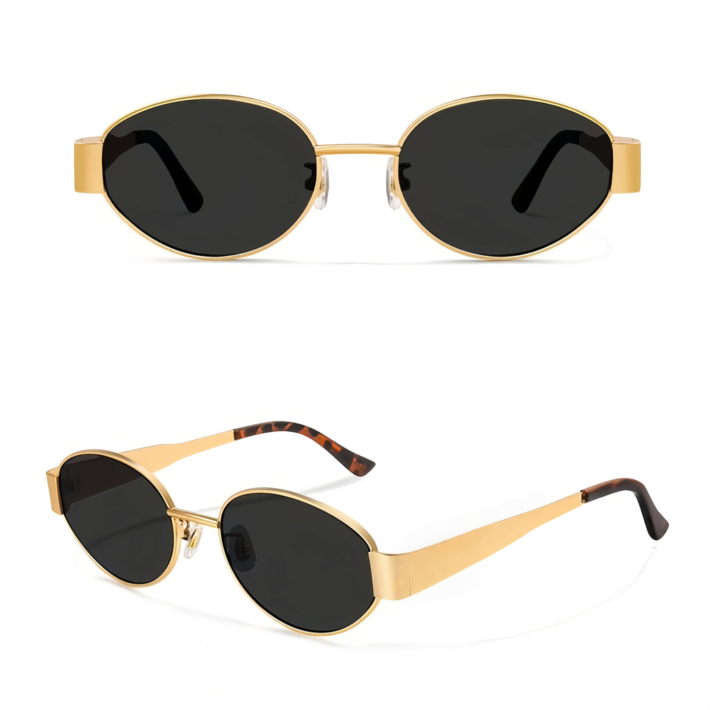 2pcs Retro Oval Metal Frame Fashion Glasses, Fashionable Design for Men And Women, Suitable for Daily Use, Travel And Beach
