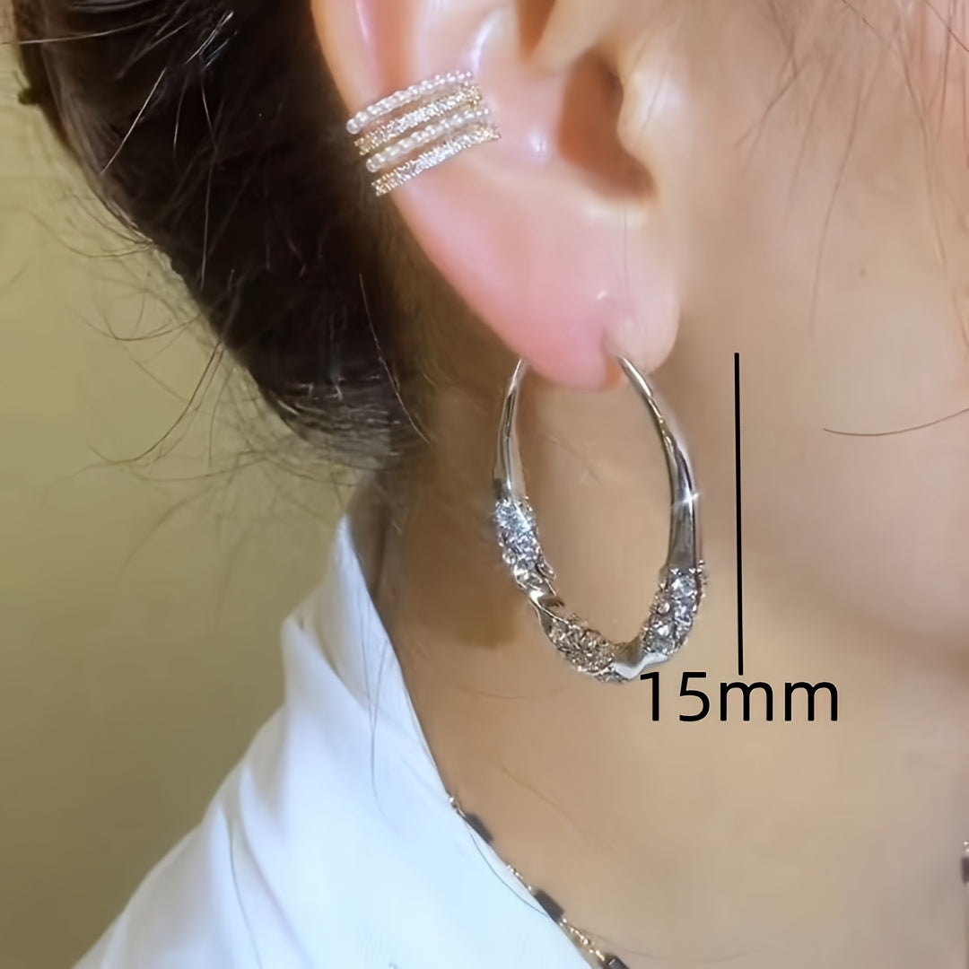 S925 Sterling Silver Women'S Oversized Hoop Earrings - Minimalist Round Design, Cool Color Aesthetics, Versatile Daily Party Accessories, Fashion Accessories, Exquisite Luster, A Must-have For Trend Lovers