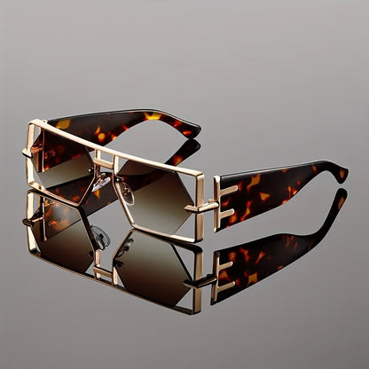 Oversized Square Sunglasses UV400 Hollow Metal Frame - PC Lens Trendy Exaggerated Fashion Eyewear Women Men Beach Vacation Travel 4 Colors