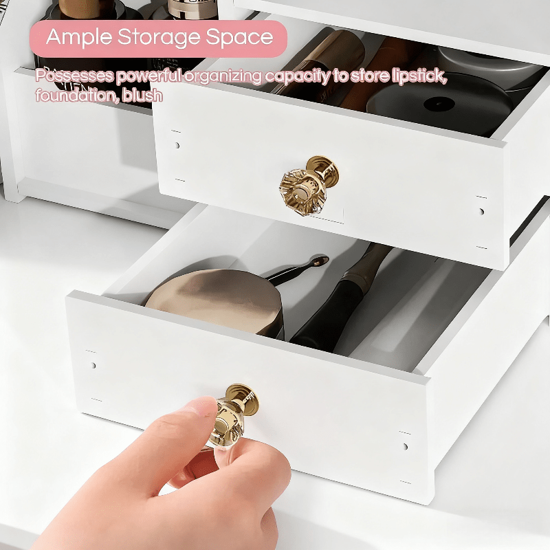 Jewelry Box, Dressing Table with Cat Ear Mirror, Perfect Choice for Home or Bedroom Organization, Durable Construction, Ideal for Birthdays, Christmas, and as a Gift.