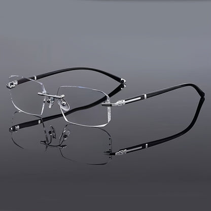 Blue Light Blocking Glasses for Men – Rimless TR90 Frame Retro Rhinestone Anti Blue Light Eyewear, Elegant Business & Daily Use Computer Glasses | Perfect Gift for Valentine's Day, Graduation & More | 2 Styles