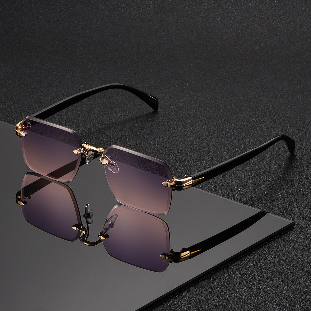 Metal Gradient Sunglasses for Men – HD Cut-Edge Lenses Light Luxury Street Style Eyewear, Unisex Fashion Shades in Green & Grey, Perfect Birthday Gift Idea