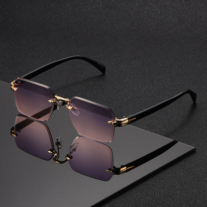 Metal Gradient Sunglasses for Men – HD Cut-Edge Lenses Light Luxury Street Style Eyewear, Unisex Fashion Shades in Green & Grey, Perfect Birthday Gift Idea