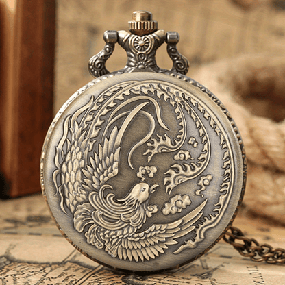 Vintage Pocket Watch Bronze Quartz 2-Pack Zinc Alloy Case Nickel-Free Strap Classic Analog Timepiece Gift Set for Men Women