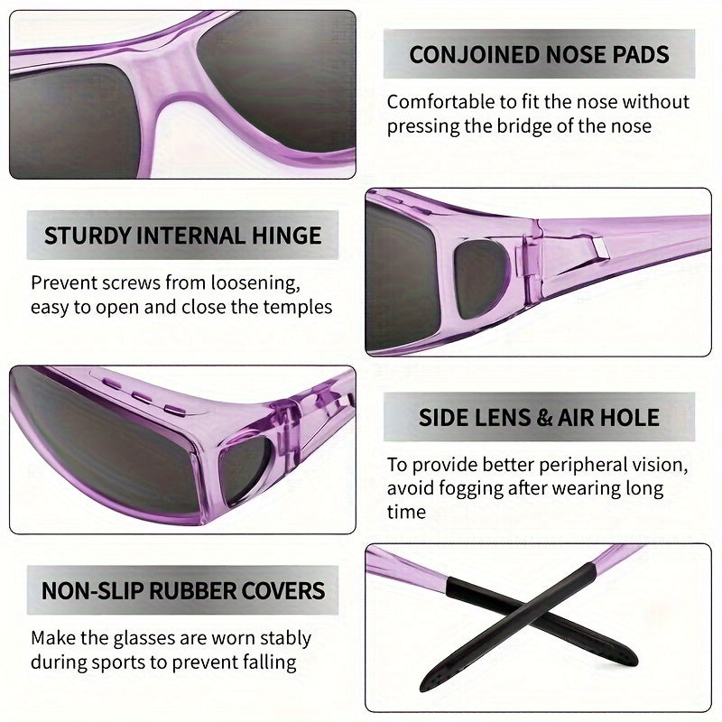 Fashionable Glasses for Both Men And Women with Rectangular Frames, Lenses, Designed to Fit Over