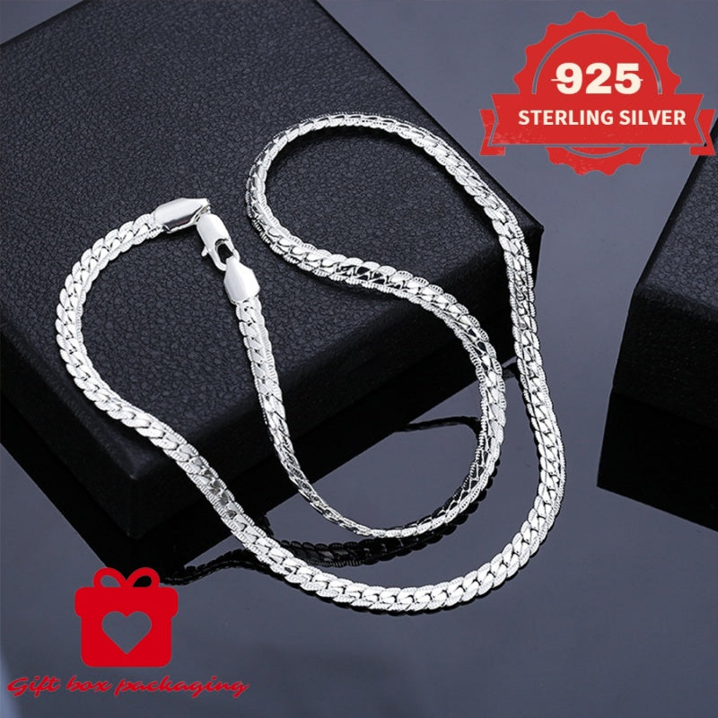 925 Sterling Silver Snake Bone Necklace, Handmade, Suitable For Men And Women, Gift For Her/mom/girlfriend, Christmas, Valentine'S Day, Birthday, Gift Box Packaging, Buy Three Get One Free, Total Weight Of The Product(Silvery Gram Weight 6.25g)