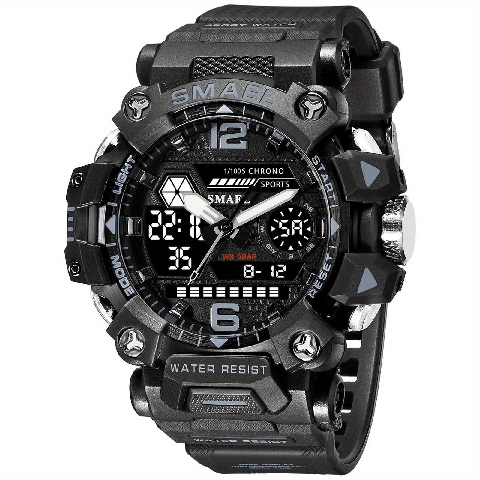 Smael'S Tactical Men'S Sports Watch Features a Military Design, Is Waterproof, Includes a Night Light, Alarm, Calendar, 24-Hour Indicator, And Displays The Week And Month, Making It Ideal for Outdoor Adventures