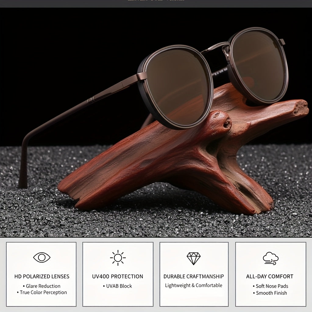Viuirnka Round Metal Sunglasses, Protection for Men And Women, Lightweight TAC Lens Eyewear with Durable Case for Driving, Fishing, Travel, Hiking.