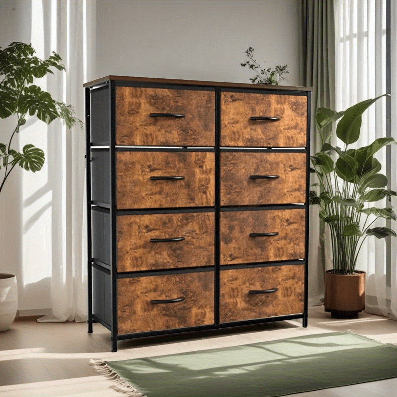 8-Drawer Fabric Storage Chest - Steel Frame and Oak-Look Finish – view 9
