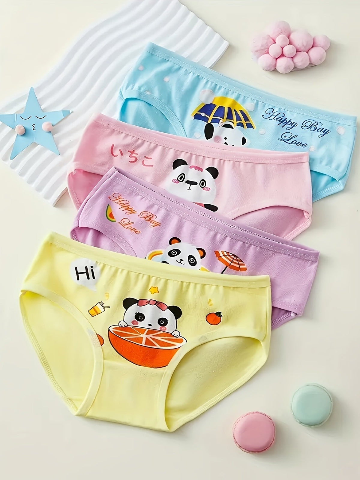 8-Pack Girls' Cotton Briefs - Assorted Cute Cartoon Prints – Graphic Design 26597 – view 2