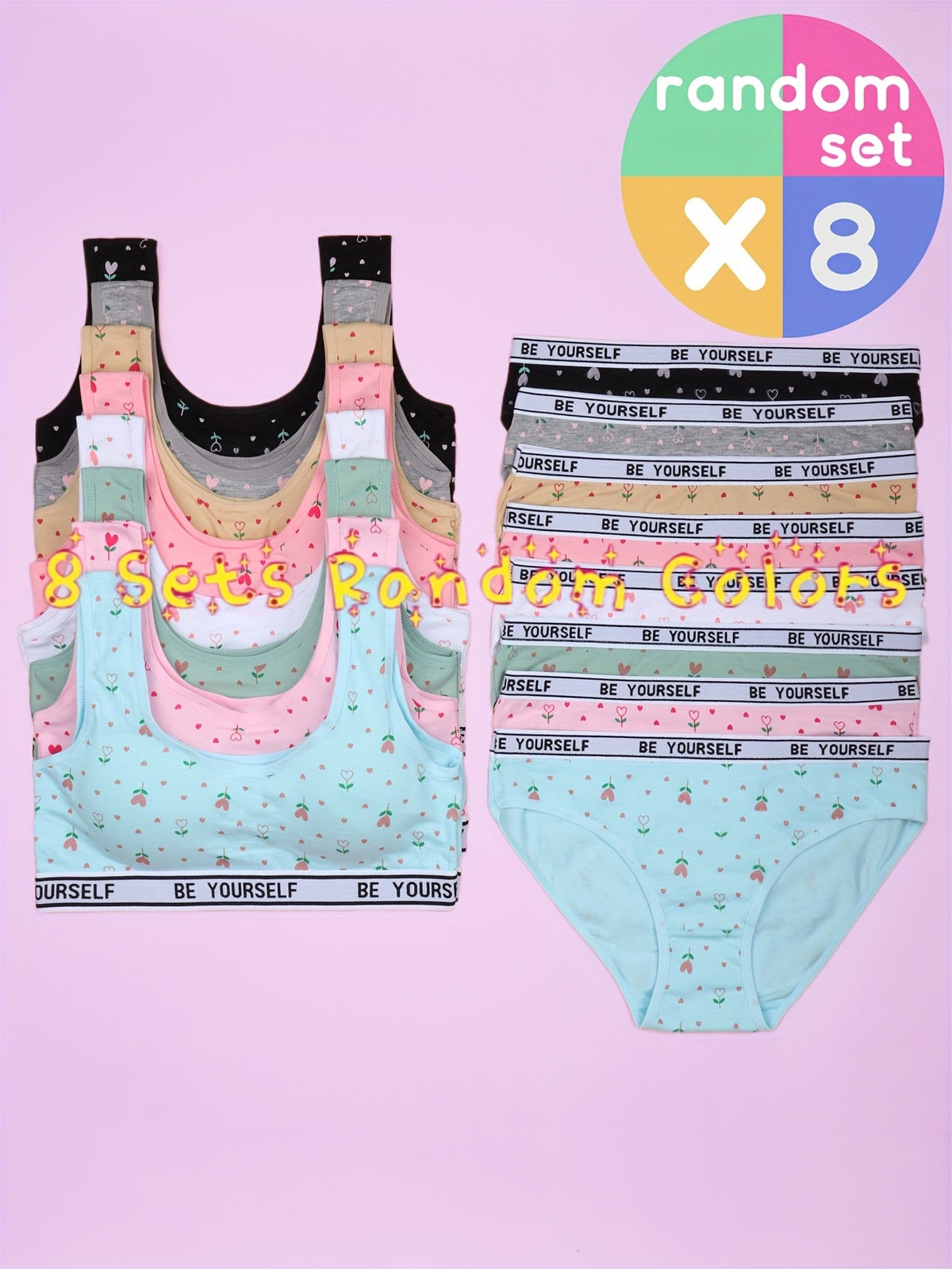 8-Pack Girls' Training Bra and Panty Set - Breathable Everyday Comfort – view 14