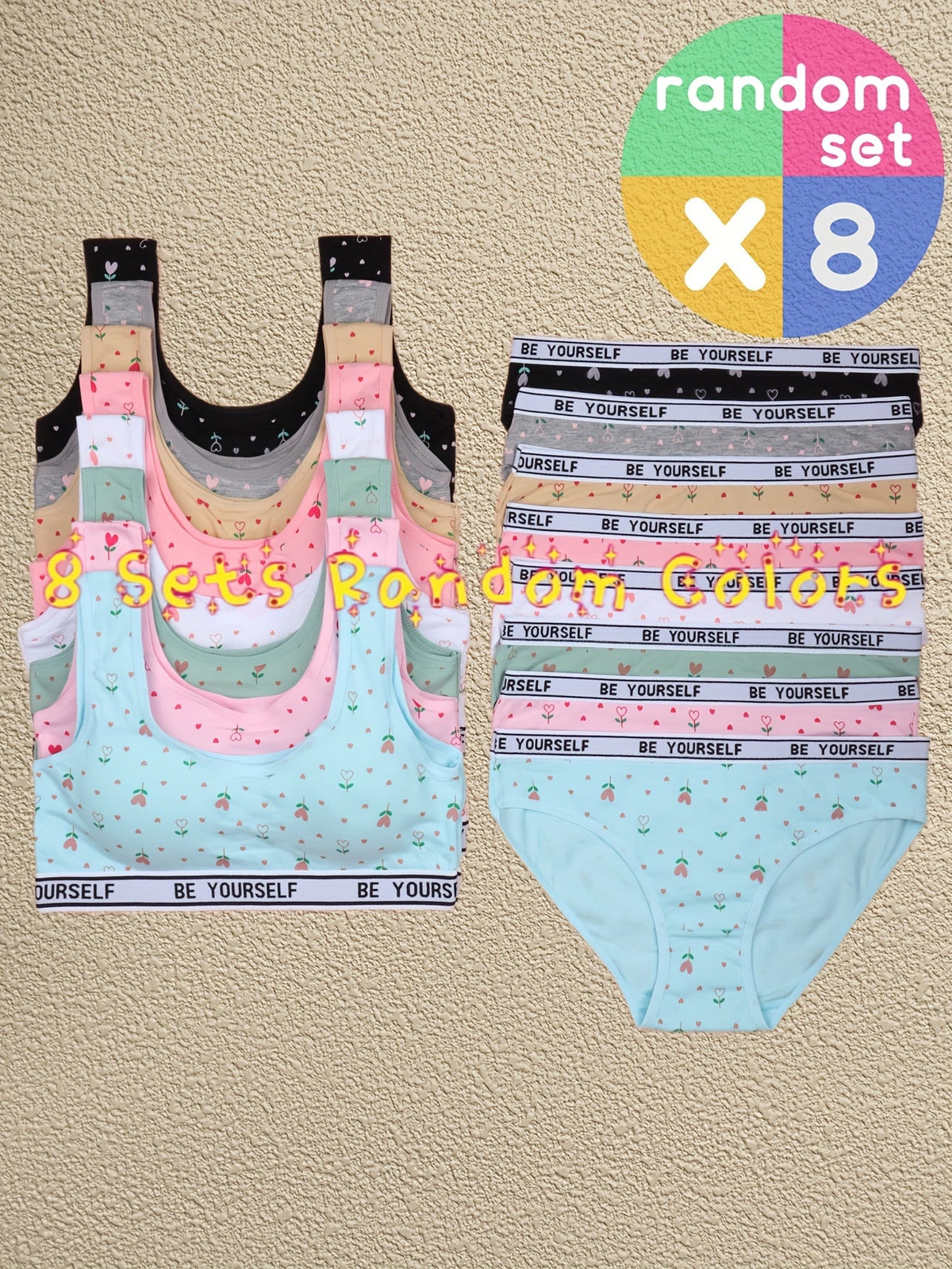 8-Pack Girls' Training Bra and Panty Set - Breathable Everyday Comfort – view 16