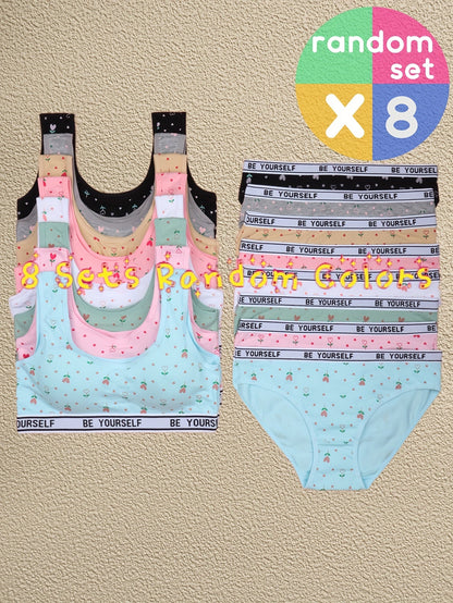 8-Pack Girls' Training Bra and Panty Set - Breathable Everyday Comfort – view 16