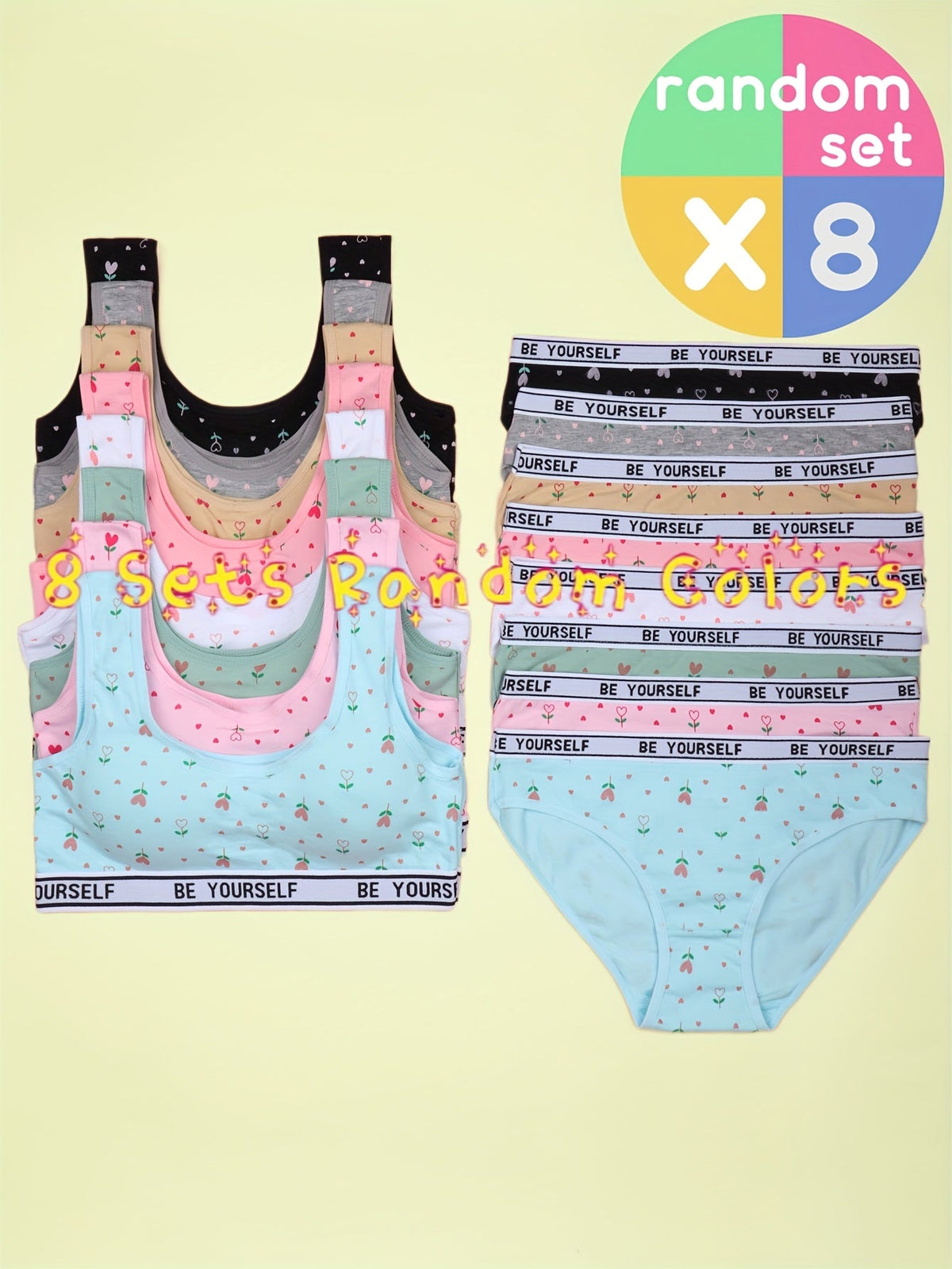8-Pack Girls' Training Bra and Panty Set - Breathable Everyday Comfort – view 17