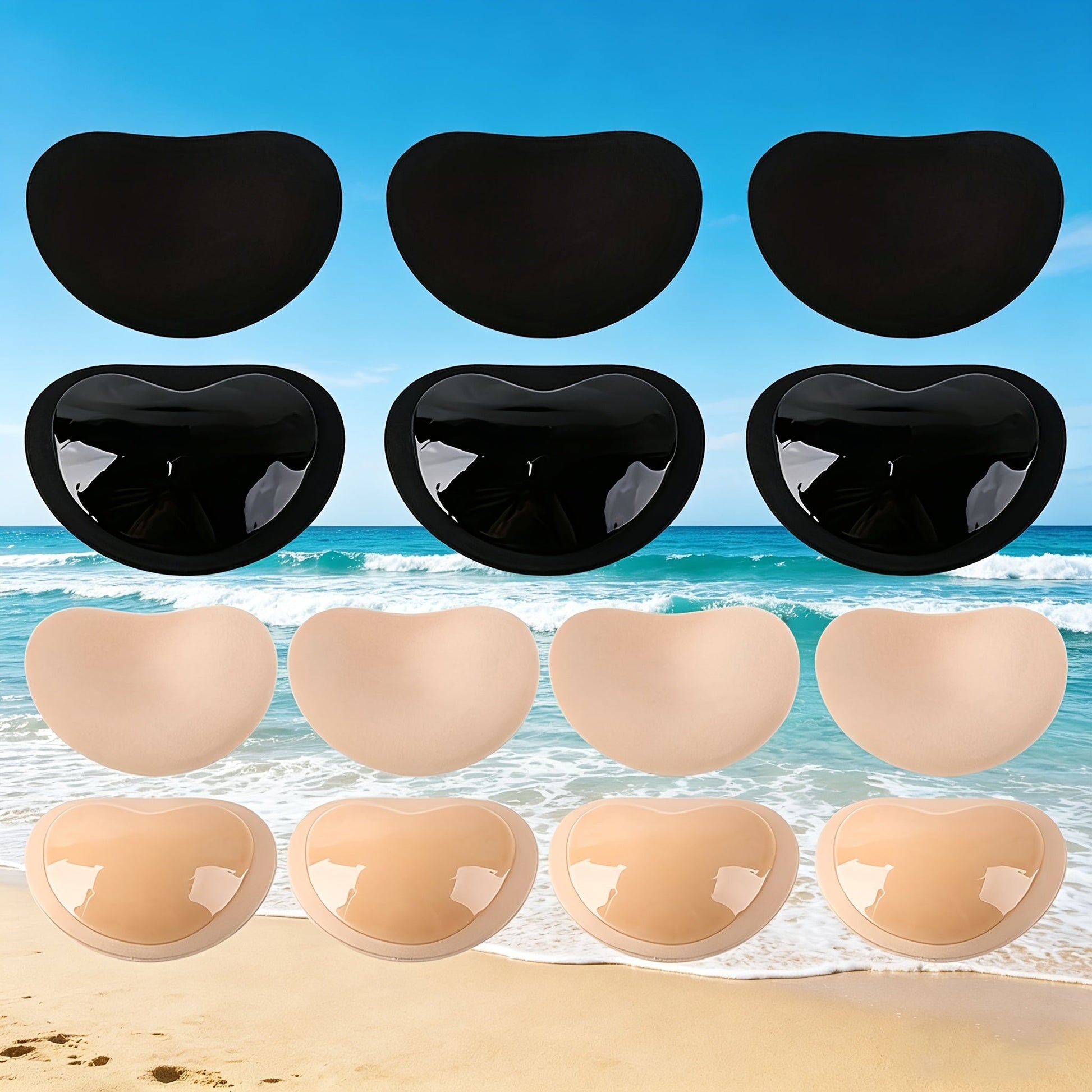 8-Pack Women's Adhesive Bra Pads - Reusable Push-Up Bikini Inserts – view 5