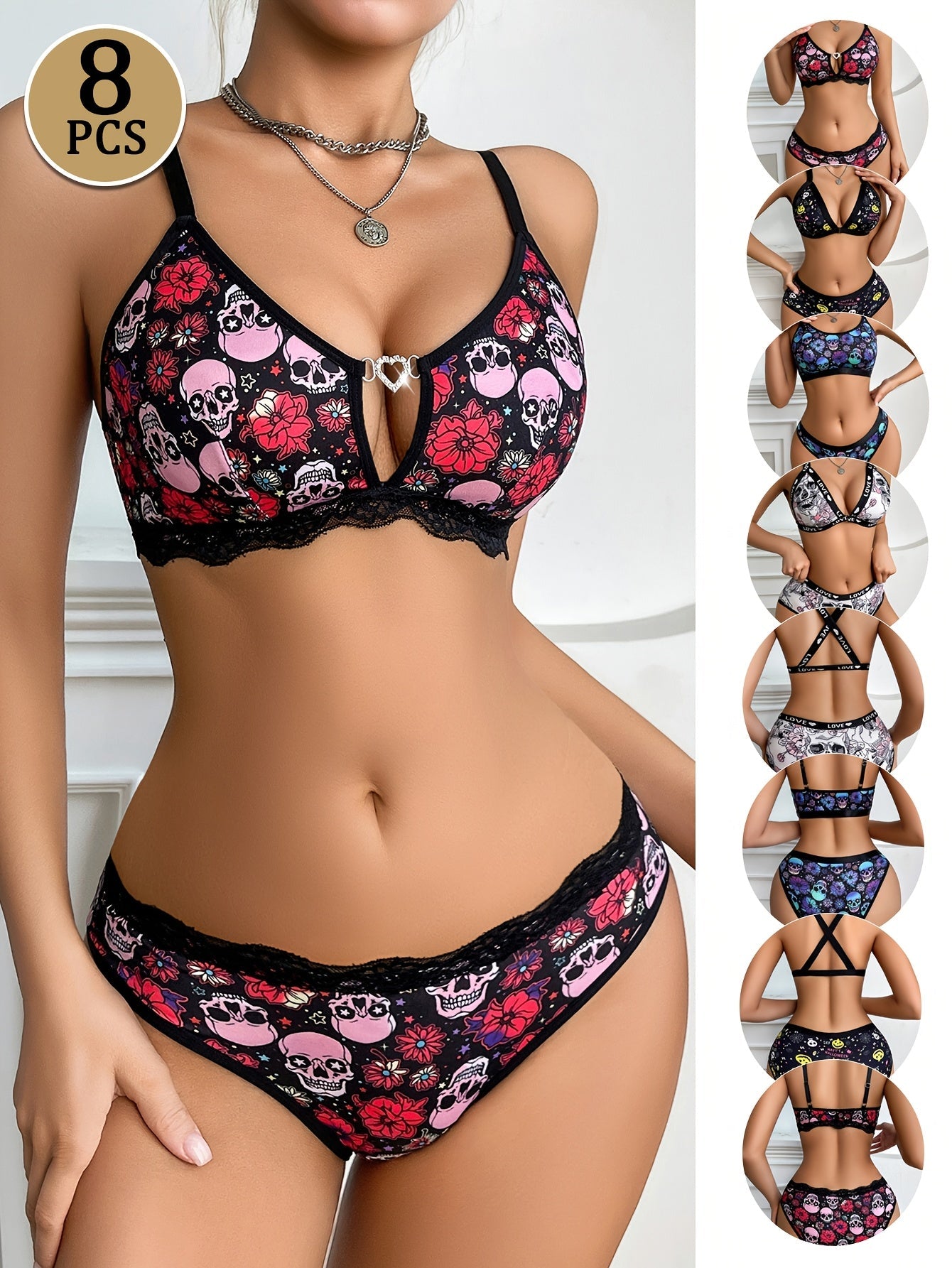 8-Pack Women's Bra and Panty Lingerie Set - Breathable Sport-Inspired Style – view 2