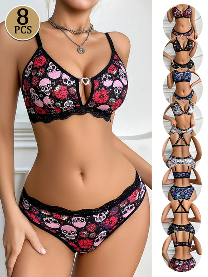 8-Pack Women's Bra and Panty Lingerie Set - Breathable Sport-Inspired Style – view 9