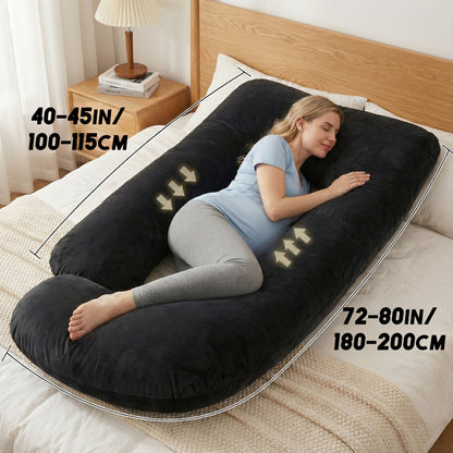 80-Inch J-Shaped Velvet Pregnancy Pillow - Crystal Velvet Full-Body Design – main product image