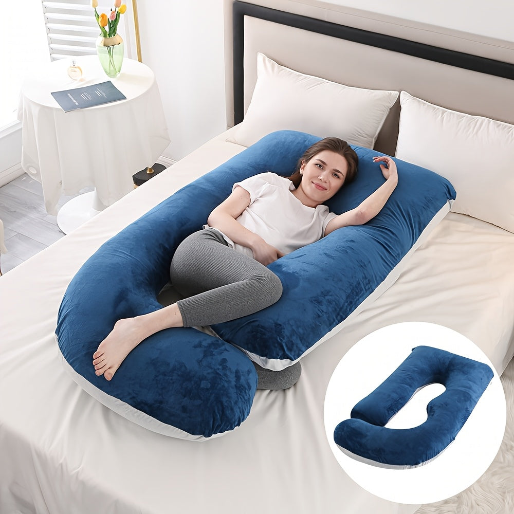 80-Inch J-Shaped Velvet Pregnancy Pillow - Crystal Velvet Full-Body Design – view 5