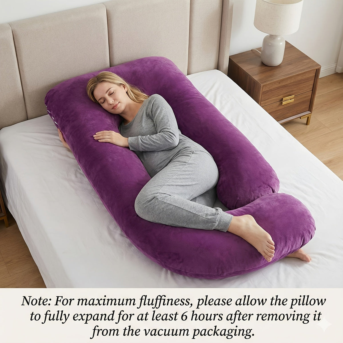 80-Inch J-Shaped Velvet Pregnancy Pillow - Crystal Velvet Full-Body Design – view 6