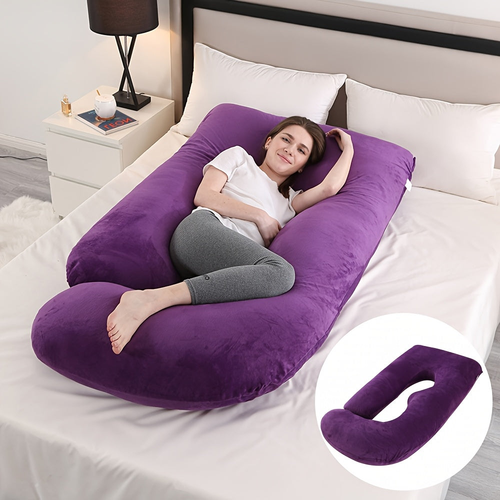 80-Inch J-Shaped Velvet Pregnancy Pillow - Crystal Velvet Full-Body Design – view 7