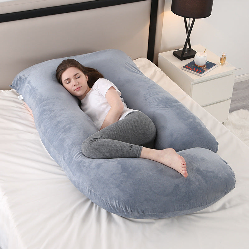 80-Inch J-Shaped Velvet Pregnancy Pillow - Crystal Velvet Full-Body Design – view 9