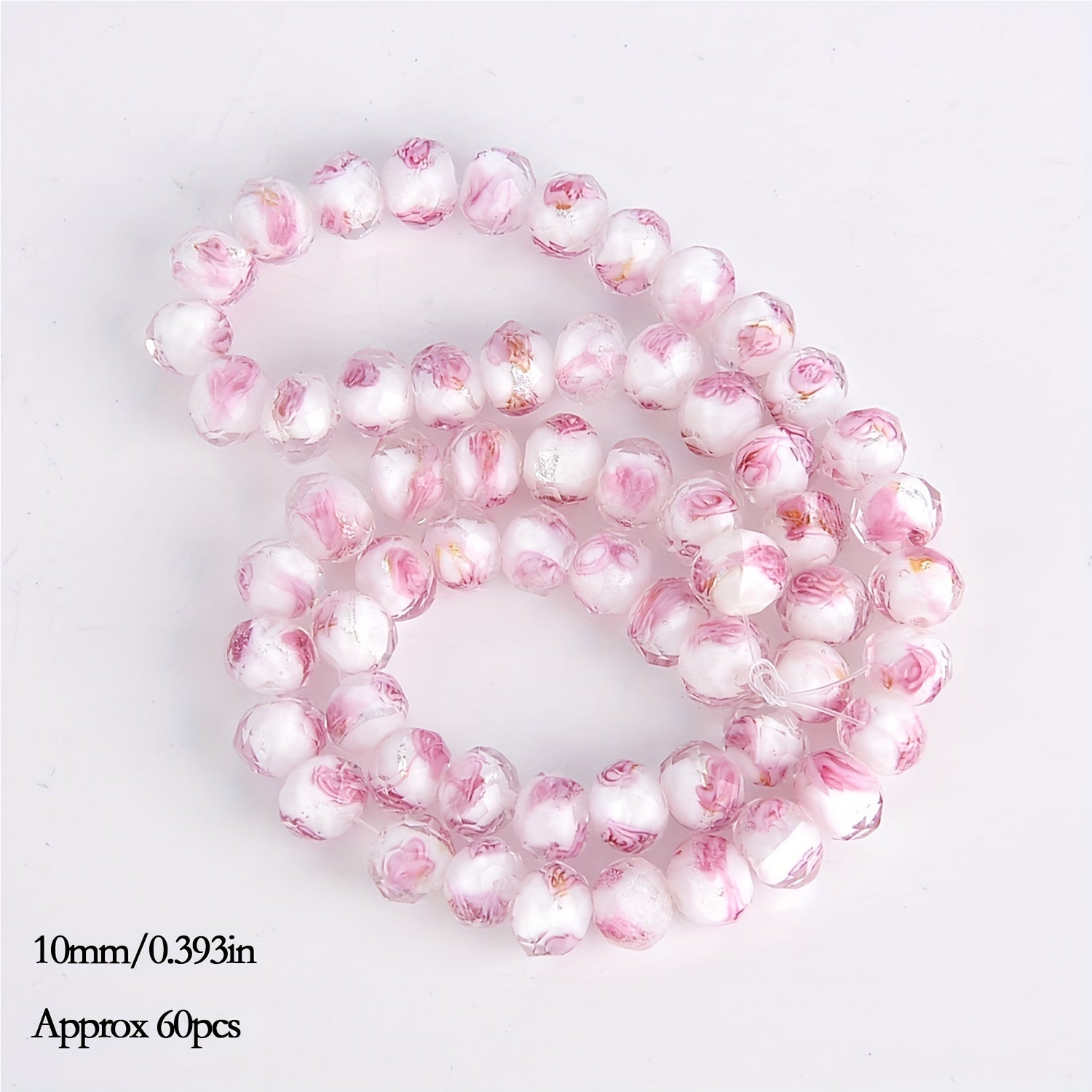 60pcs Multicolor Handmade Golden Sand Lampwork Beads Strands Inner Flower Faceted Beads DIY Charm Bracelet for Jewelry Making 10mm