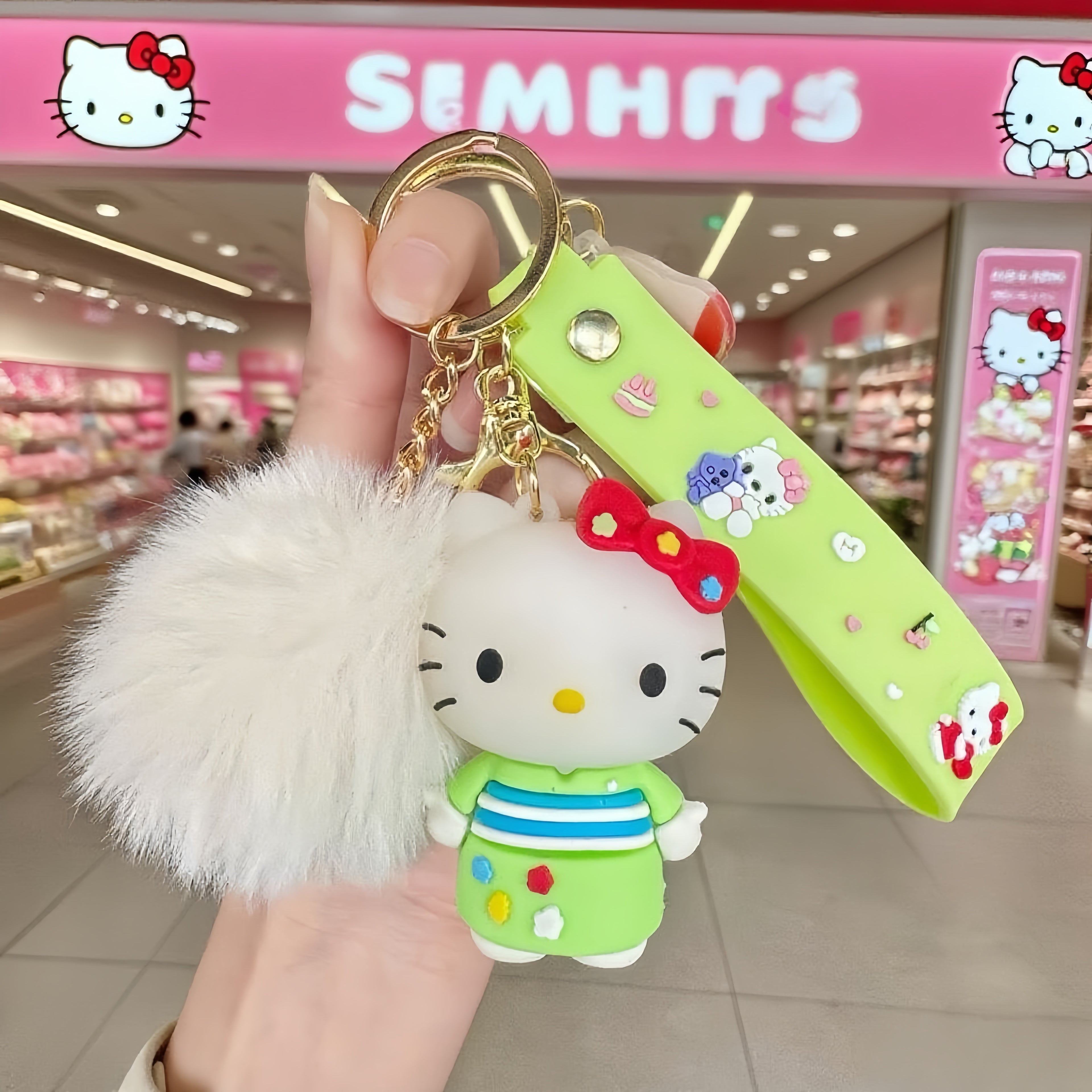 14pcs Sanrio For Hello KittyKeychains, Cartoon Cute Glitter Key Rings, Bag Pendants, Car Key Fobs, Plus Bright Balls More Eye-catching, Set Of Keychains, Key Rings, Pendants, Accessories, Suitable For Women'S Exquisite Holiday, Birthday Small